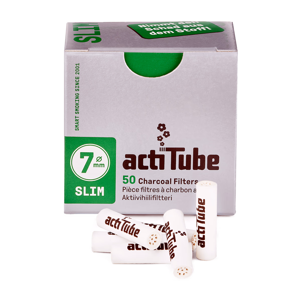 ActiTube Slim 7 mm – krabička 50 filtrů s aktivním uhlím