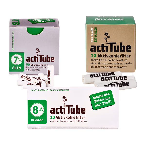 Uhlíkové filtry ActiTube – balení Regular 8 mm, Slim 7 mm a Extra Slim 6 mm