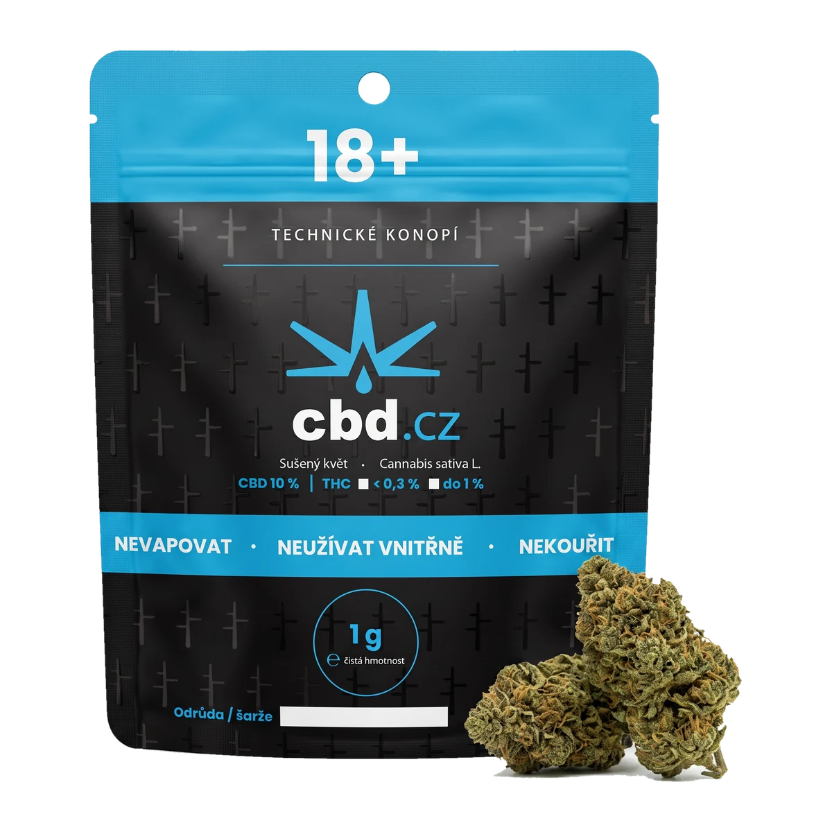 CBD květy Cookies 1 g — doypack obal cbd.cz se sušeným konopným květem