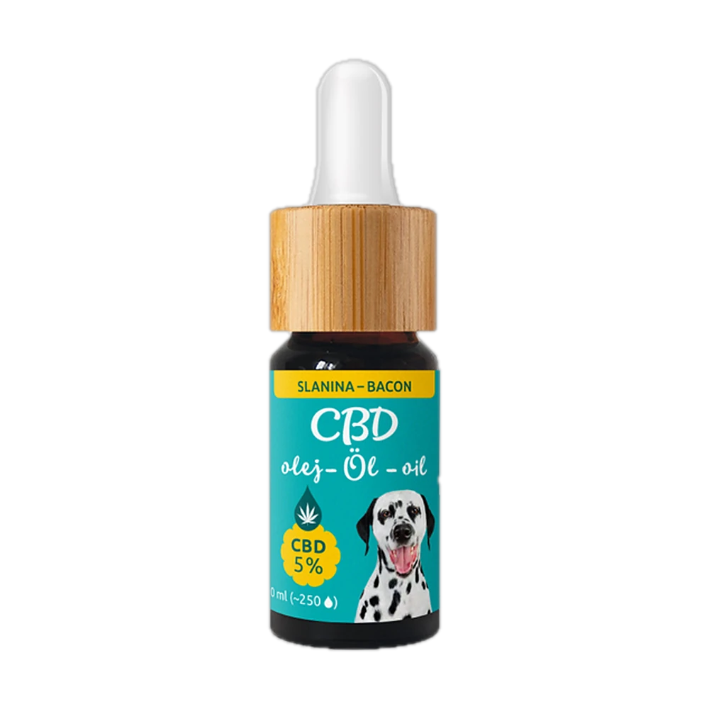 Zelená Země – CBD olej pro psy 5 % se slaninovým aroma, 10 ml – lahvička s kapátkem
